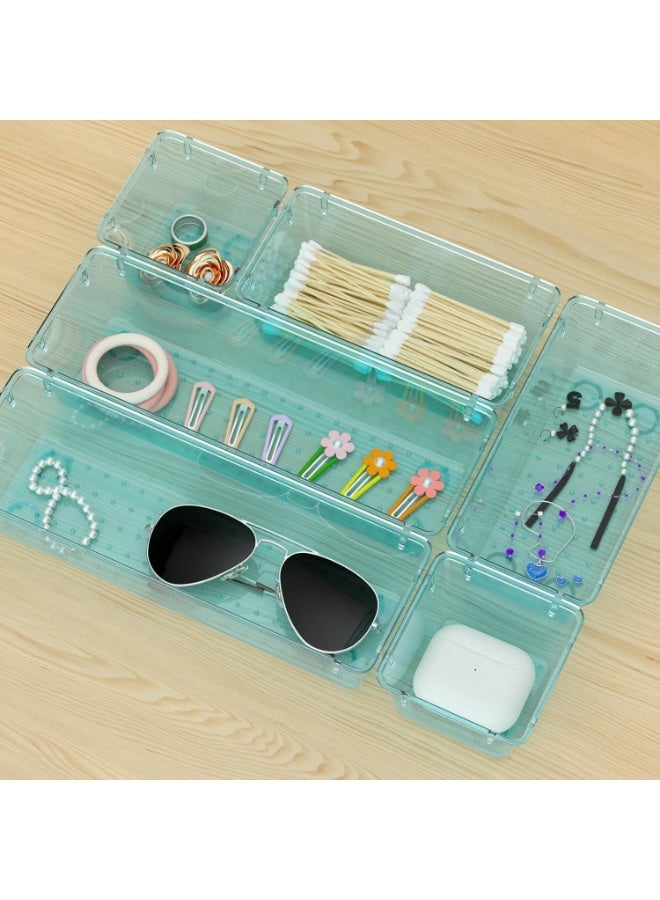 مجموعة منظم أدراج  من 6 قطع، صواني تخزين أدراج أكريليك، صناديق تخزين للمجوهرات، مستحضرات التجميل، الأدوات، لوازم المطبخ والمكتب - Image 3